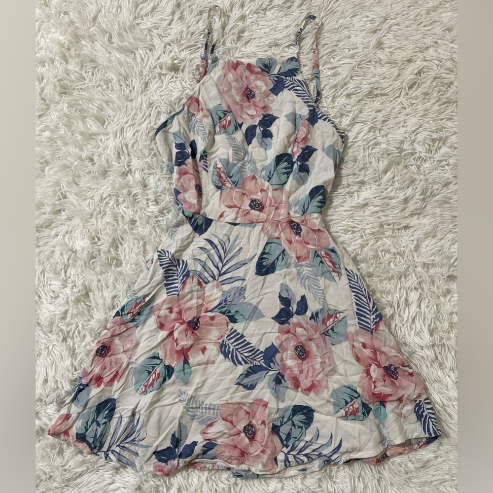 Hollister Y2K Resort Vacation Beach Preppy Corset Back Tropical Floral Dress M
